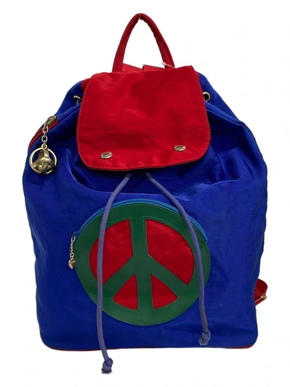 MOSCHINO Navy Red Multi Nylon Leather Backpack